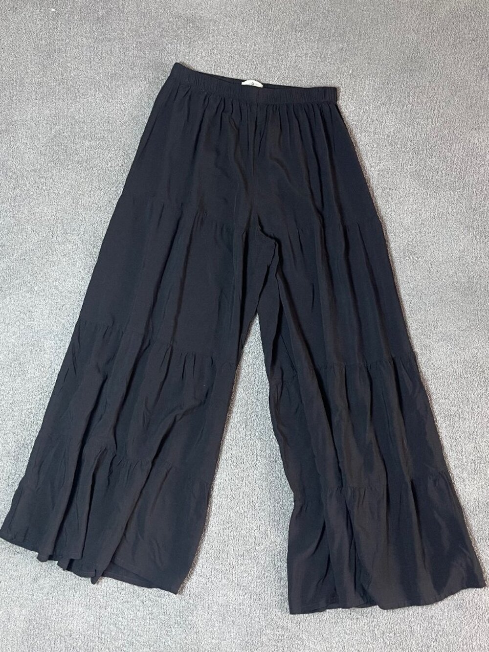 Natural Life Black Wide Leg Palazzo Pant Pleated Elastic Waist Women's Medium